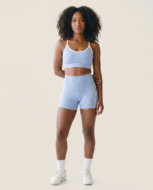 Load image 1 in gallery view. Flow Sports Bra in Sky Blue
