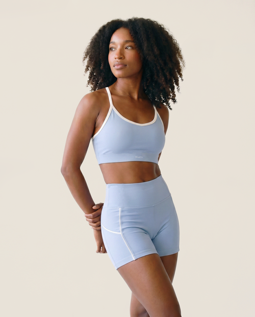 Load image 1 in gallery view. Flow Sports Bra in Sky Blue