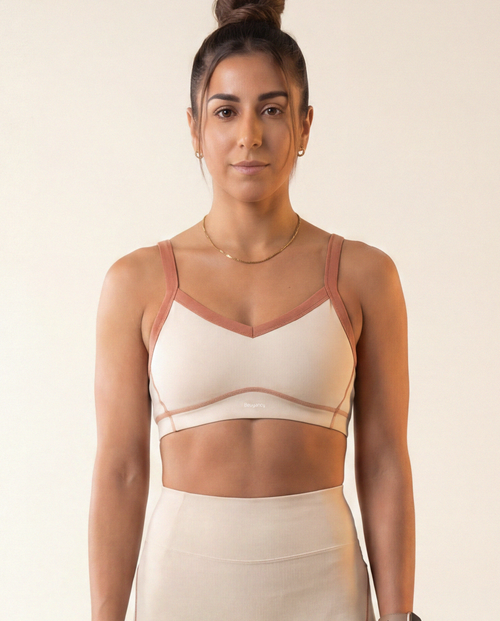 Load image 1 in gallery view. Serena Sports Bra in Peanut Butter